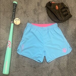 Baseballism Men's Blue and Pink Athletic Shorts